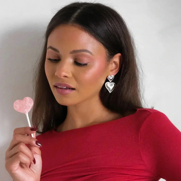 Cupidone Double Heart Stainless Steel Waterproof Earrings - Picture 5 of 5